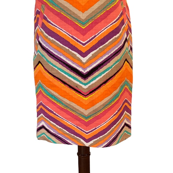 Trina Turk Aviva Chevron Coral Pastel Orange Zigzag Tunic Shift Slip Dress - 4 - Picture 5 of 12